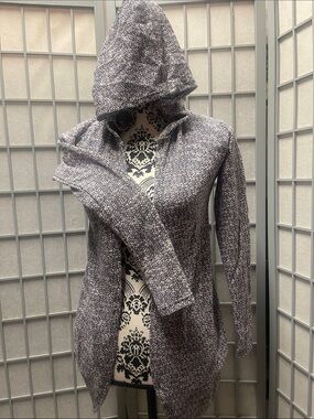 Cozy Hooded Open Cardigan - Heathered Gray Pure + good XS